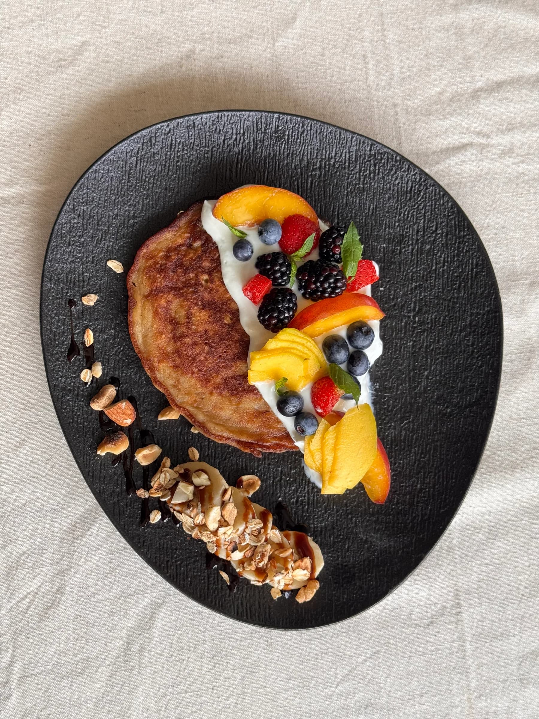 Finished fruit pancake breakfast for a private household
